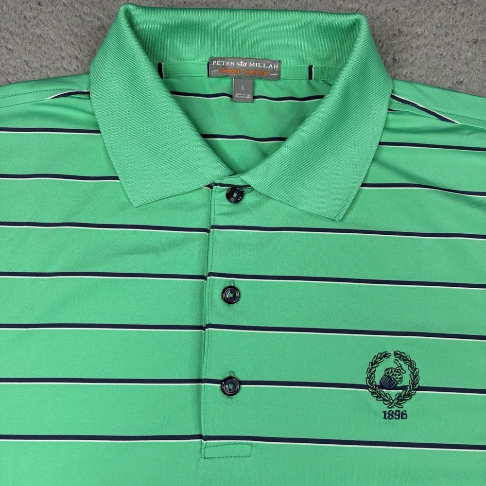 Peter Millar Nassau Country Club Golf Polo Men's Large Green Summer Comfort